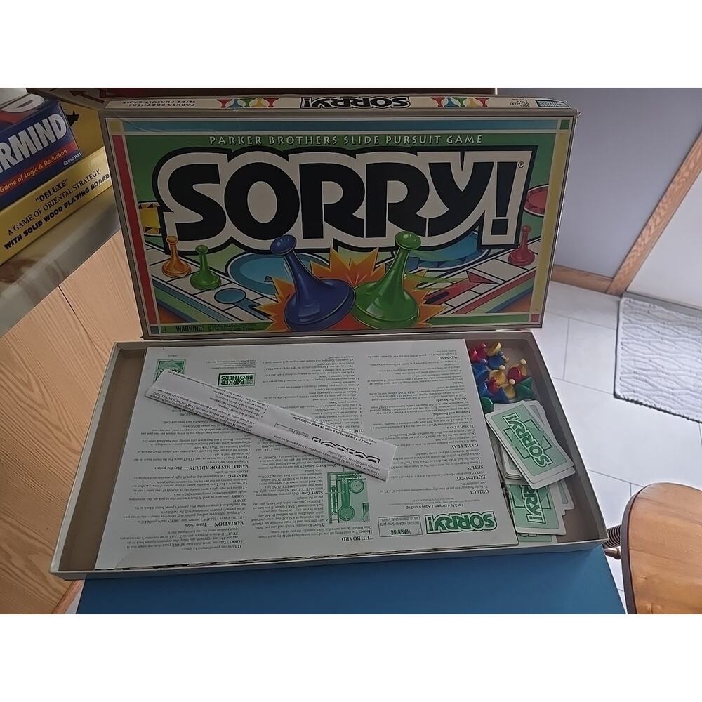 Vintage Parker Brothers Slide Pursuit Game Sorry! Classic Board Game - Complete